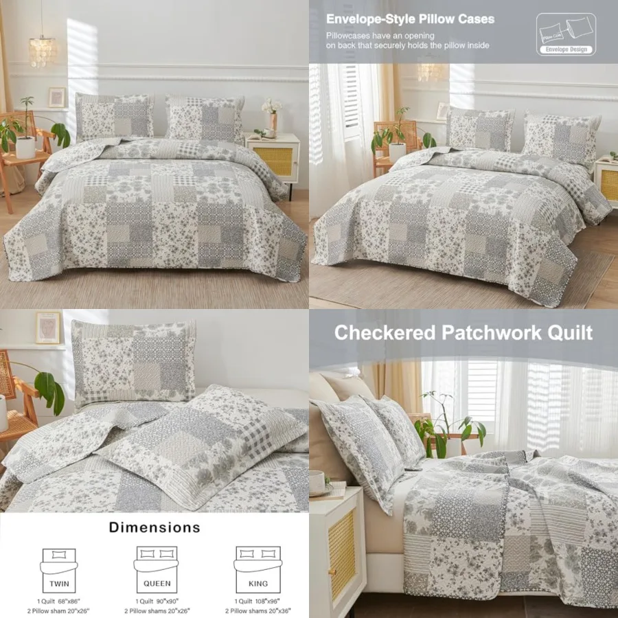 Plaid Quilt Size Patchwork Bedding Lightweight Buffalo Checkered Bedspread Coverlet All Season Home Bedding Decor with 2 Pillow
Plaid Quilt Size Patchwork Bedding Lightweight Buffalo Checkered Bedspread Coverlet All Season Home Bedding Decor with 2 Pillow