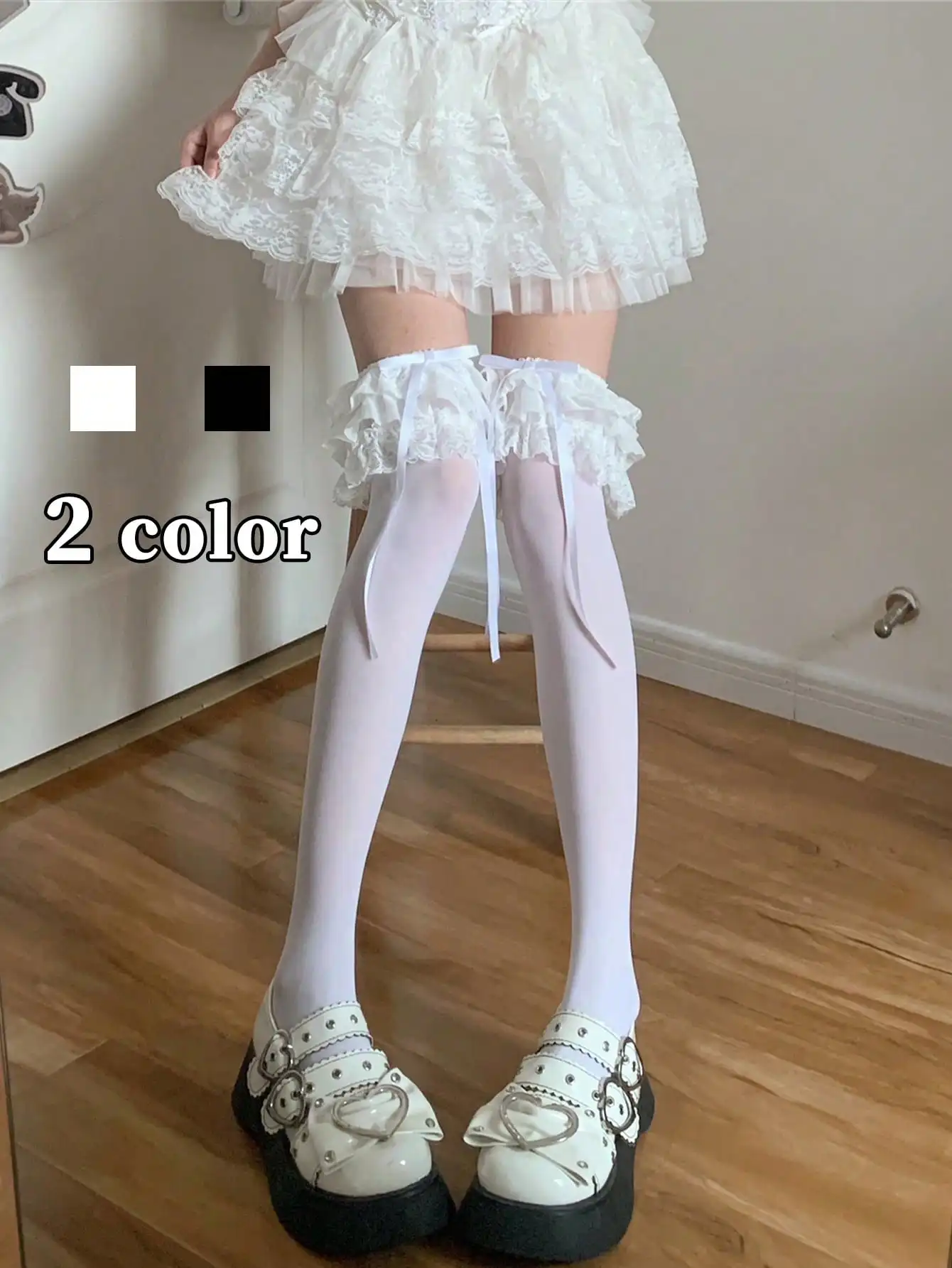 Lace Trim Over-The-Knee Socks for Women, Lolita Style Thigh High Stockings, White/Black, Spring Autumn Cosplay Halloween
Lace Trim Over-The-Knee Socks for Women, Lolita Style Thigh High Stockings, White/Black, Spring Autumn Cosplay Halloween