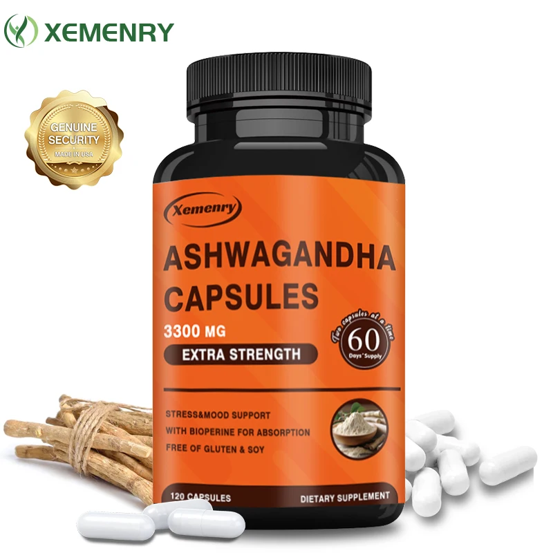 Ashwagandha Capsules - Support Brain and Memory, Relieve Stress, Improves Concentration, Mood and Sleep
Ashwagandha Capsules - Support Brain and Memory, Relieve Stress, Improves Concentration, Mood and Sleep