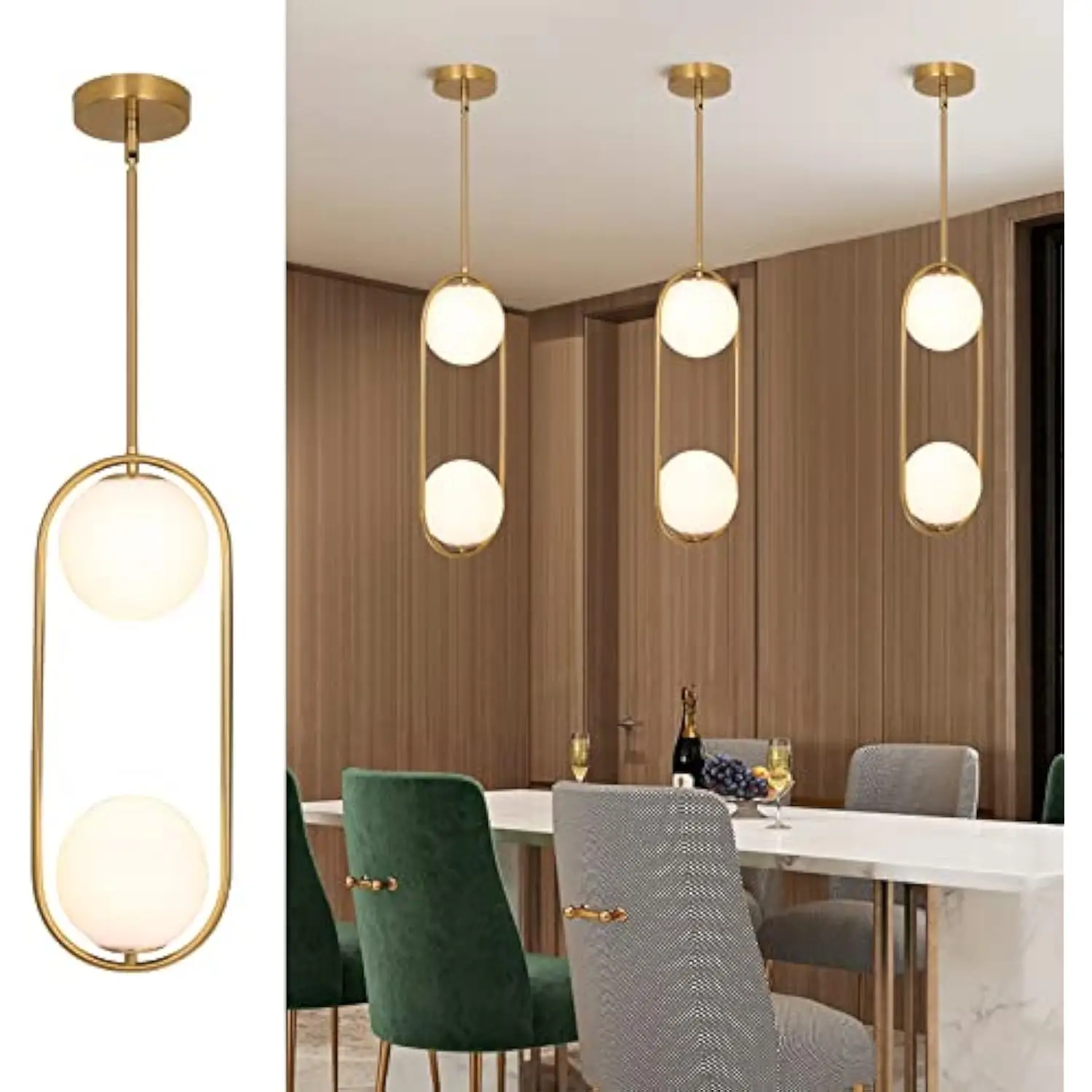 Modern Pendant Lighting Mid Century Globe Pendant Light Fixture Gold Pendant Chandelier Hanging Lighting Fixture with White Gl
Modern Pendant Lighting Mid Century Globe Pendant Light Fixture Gold Pendant Chandelier Hanging Lighting Fixture with White Gl