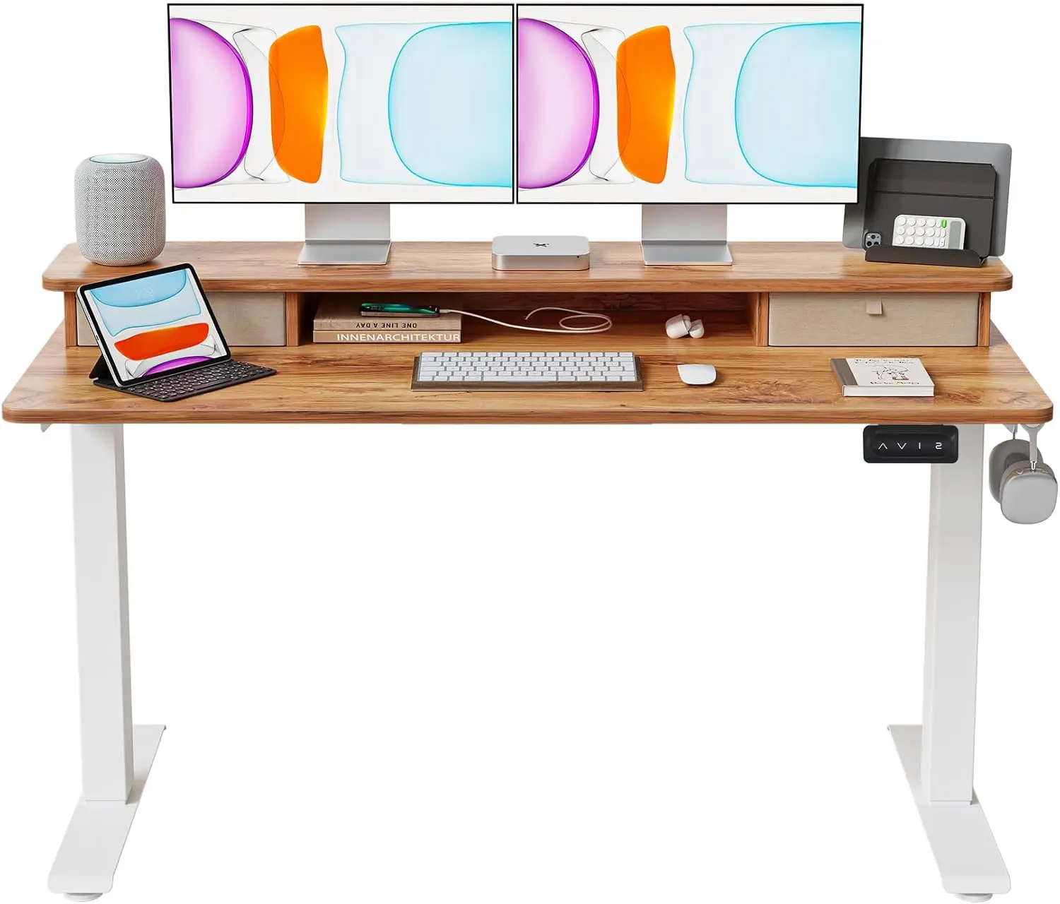 55x24 Inch Electric Standing Desk with Double Drawers,Adjustable Height Stand Up Desk,with Storage Shelf, Light Rustic Brown Top
55x24 Inch Electric Standing Desk with Double Drawers,Adjustable Height Stand Up Desk,with Storage Shelf, Light Rustic Brown Top