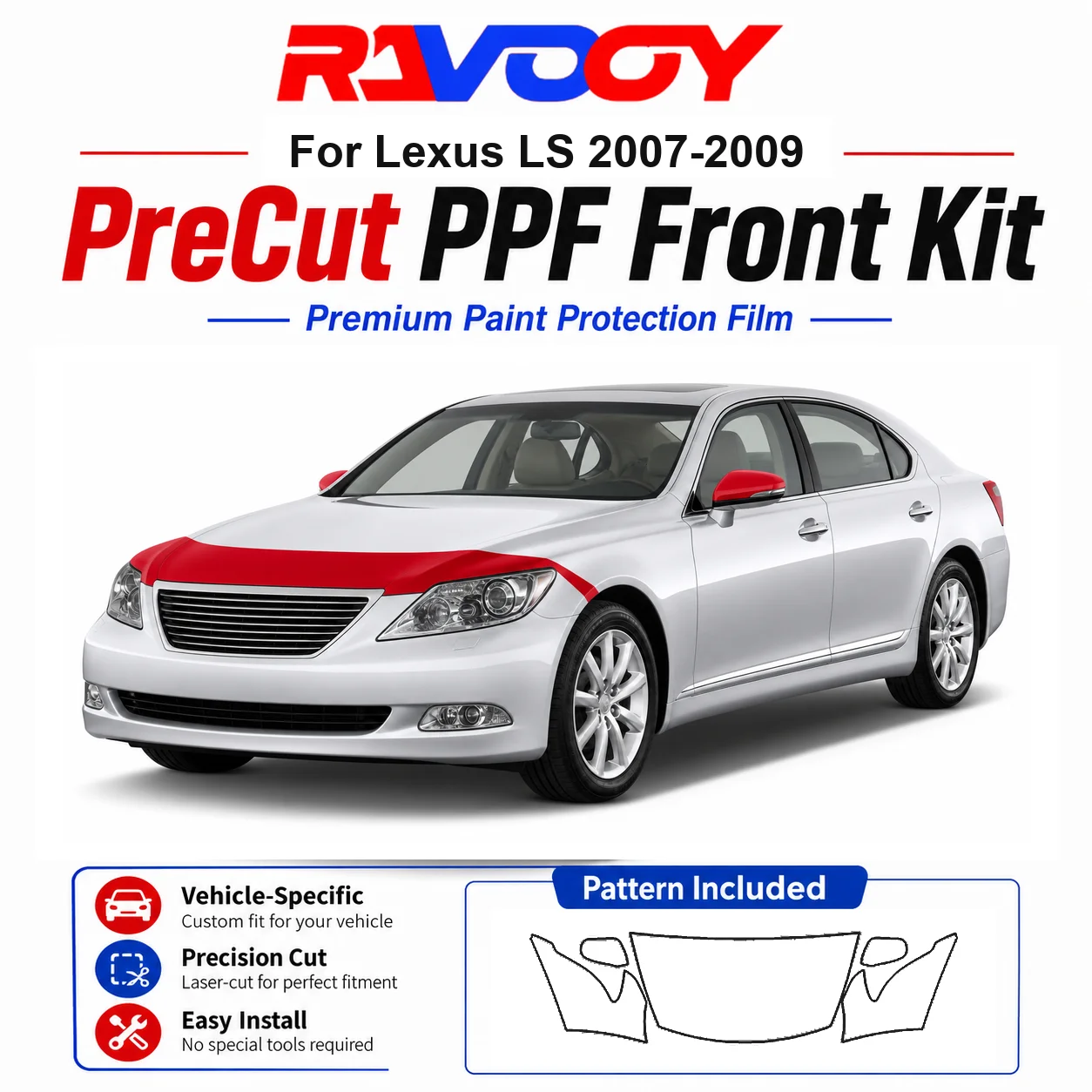 8.5mil TPU Precut PPF Kit For Lexus LS 2007-2009 - Hood, Partial Fenders & Full Mirror Set - Self-Healing Gloss Clear Bra Film
8.5mil TPU Precut PPF Kit For Lexus LS 2007-2009 - Hood, Partial Fenders & Full Mirror Set - Self-Healing Gloss Clear Bra Film