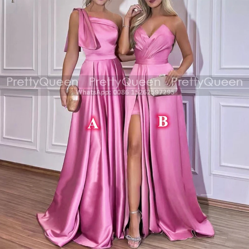 Customized Dark Pink Satin A Line Bridesmaid Dresses High Slit One Shoulder Long Party Dress Wedding Guest For Women
Customized Dark Pink Satin A Line Bridesmaid Dresses High Slit One Shoulder Long Party Dress Wedding Guest For Women