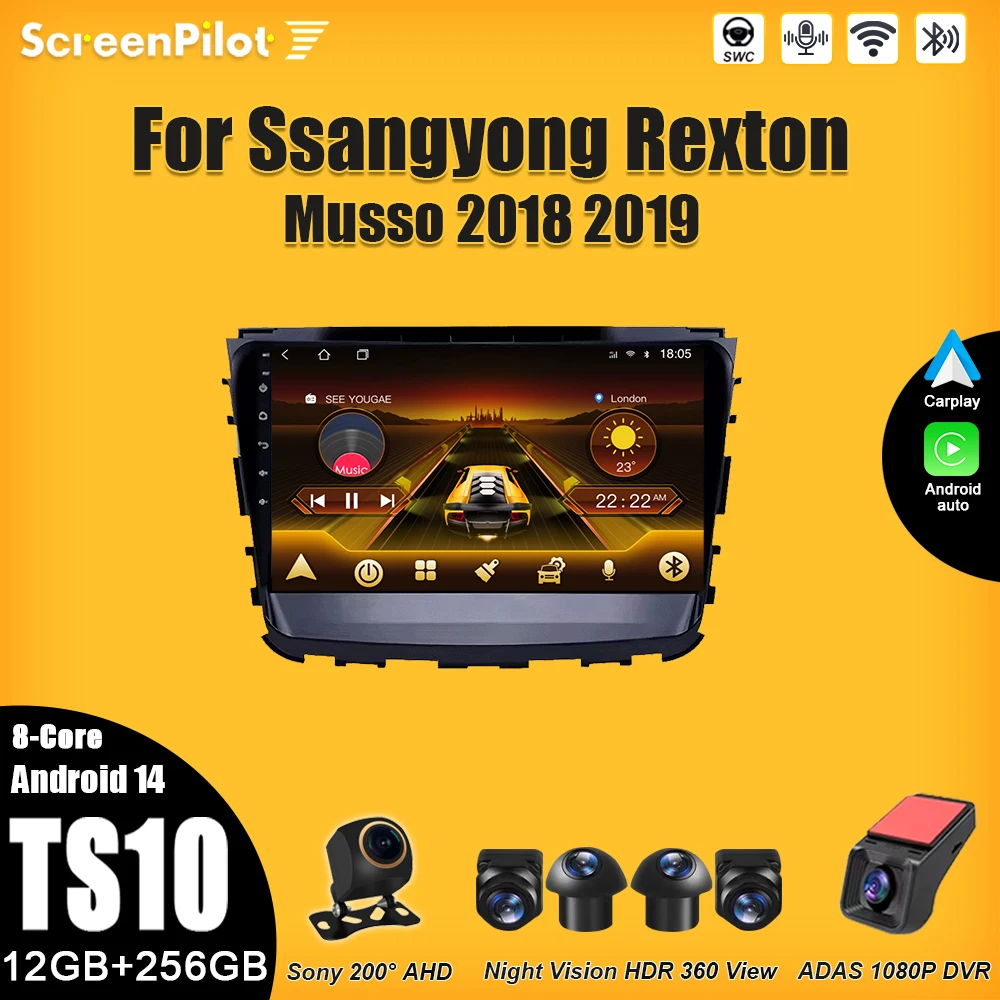 For Ssangyong Rexton Musso 2018 2019 Android 14 Multimedia Video Player Wireless Android Auto Video Player GPS Navigation 5G
For Ssangyong Rexton Musso 2018 2019 Android 14 Multimedia Video Player Wireless Android Auto Video Player GPS Navigation 5G