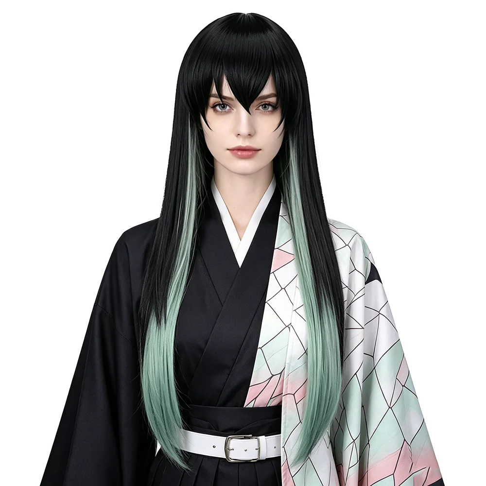Tokitou Muichirou Cosplay Wig Black Mint Green Gradient Long Straight with Bangs Heat Resistant Synthetic Anime Wig For Women
Tokitou Muichirou Cosplay Wig Black Mint Green Gradient Long Straight with Bangs Heat Resistant Synthetic Anime Wig For Women