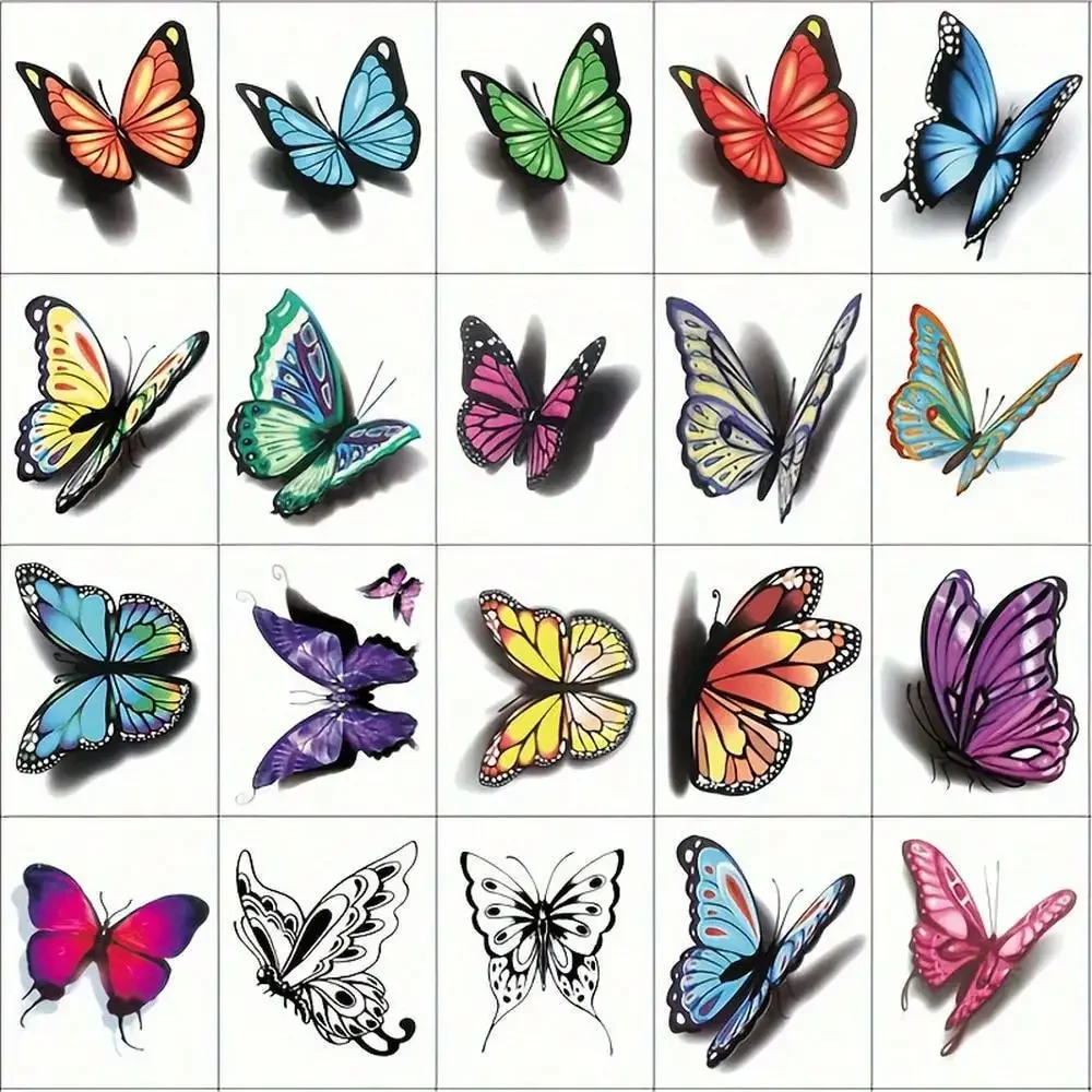 20 Sheets Of Colorful Butterfly Tattoo Stickers - Waterproof & Long Lasting Temporary Tattoos For Women, Daily Party Vocation Body Art Decorations
20 Sheets Of Colorful Butterfly Tattoo Stickers - Waterproof & Long Lasting Temporary Tattoos For Women, Daily Party Vocation Body Art Decorations