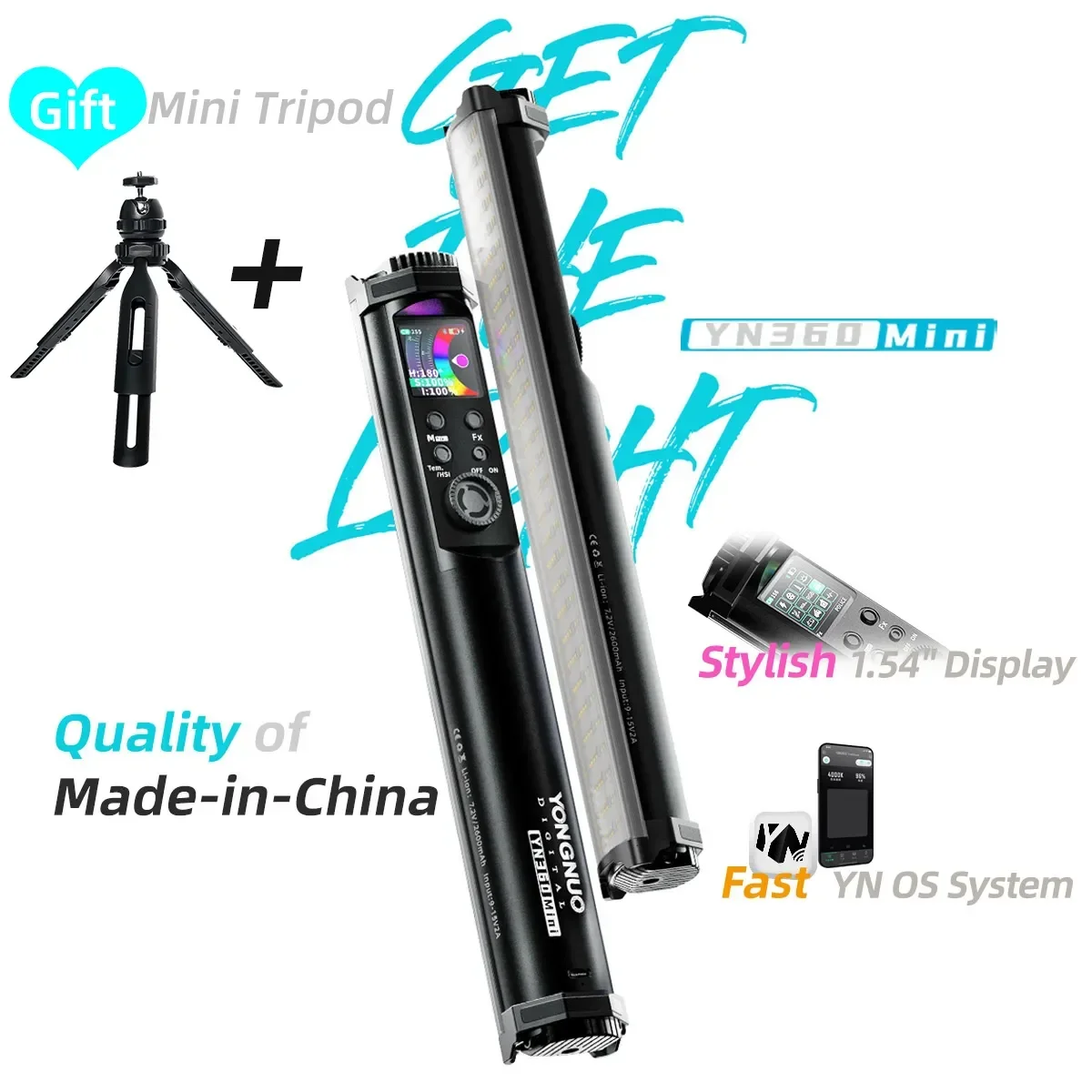 YONGNUO YN360 MINI YN360MINI Tube Stick Light 2700K-7500K RGB Colorful Bicolor 2600mAh Photography Lighting LED Soft Handheld
YONGNUO YN360 MINI YN360MINI Tube Stick Light 2700K-7500K RGB Colorful Bicolor 2600mAh Photography Lighting LED Soft Handheld
