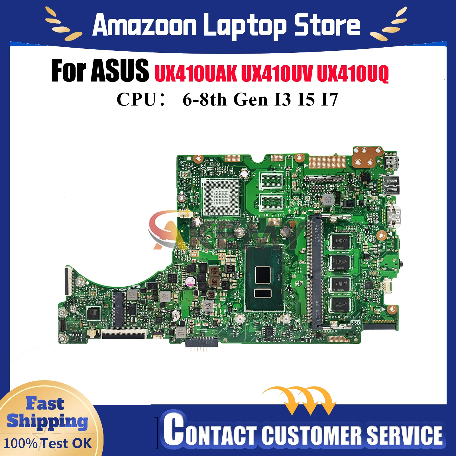 UX410UA Laptop Motherboard For ASUS UX410UQ UX410UFR UX410UV UX410UQR U4000U UX410UAK UX410UQK RX410 Mainboard With I3 I5 I7 CPU 
UX410UA Laptop Motherboard For ASUS UX410UQ UX410UFR UX410UV UX410UQR U4000U UX410UAK UX410UQK RX410 Mainboard With I3 I5 I7 CPU