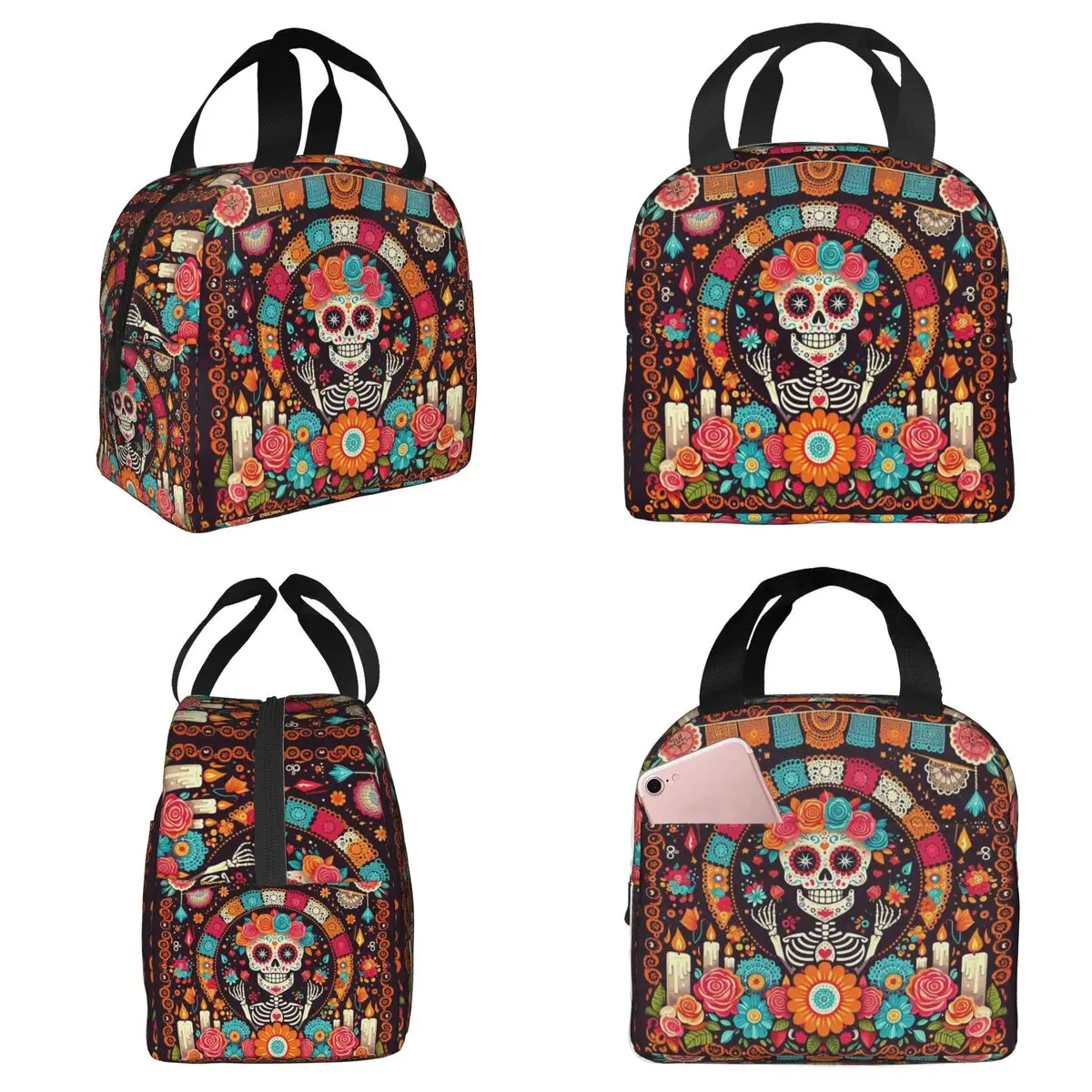 Изолированная сумка для обеда с изображением мексиканского черепа Calavera для детей, школьная термосумка-холодильник для еды, контейнер для ланч-боксов
Изолированная сумка для обеда с изображением мексиканского черепа Calavera для детей, школьная термосумка-холодильник для еды, контейнер для ланч-боксов