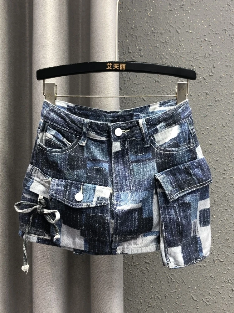 Cargo Pocket Mini Denim Skirt Female 2024 Summer New Fashion Women's A- Line Slimming Irregular Color Matching Short Jean Skirts
Cargo Pocket Mini Denim Skirt Female 2024 Summer New Fashion Women's A- Line Slimming Irregular Color Matching Short Jean Skirts