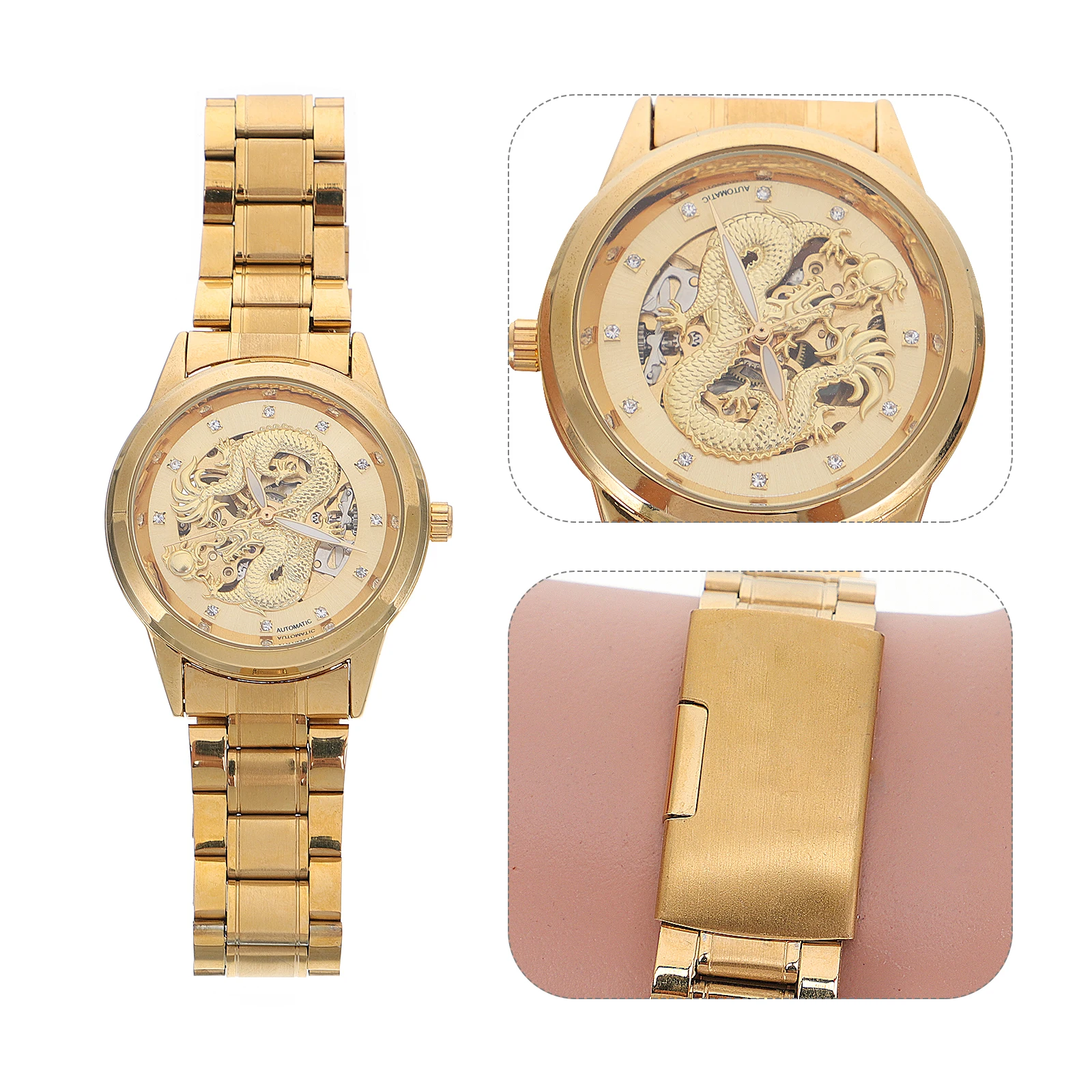 Waterproof Quartz Watches Men Stainless Steel Band Golden Dial Hollow Carving Male Wrist Business Watch Fashion Durable
Waterproof Quartz Watches Men Stainless Steel Band Golden Dial Hollow Carving Male Wrist Business Watch Fashion Durable