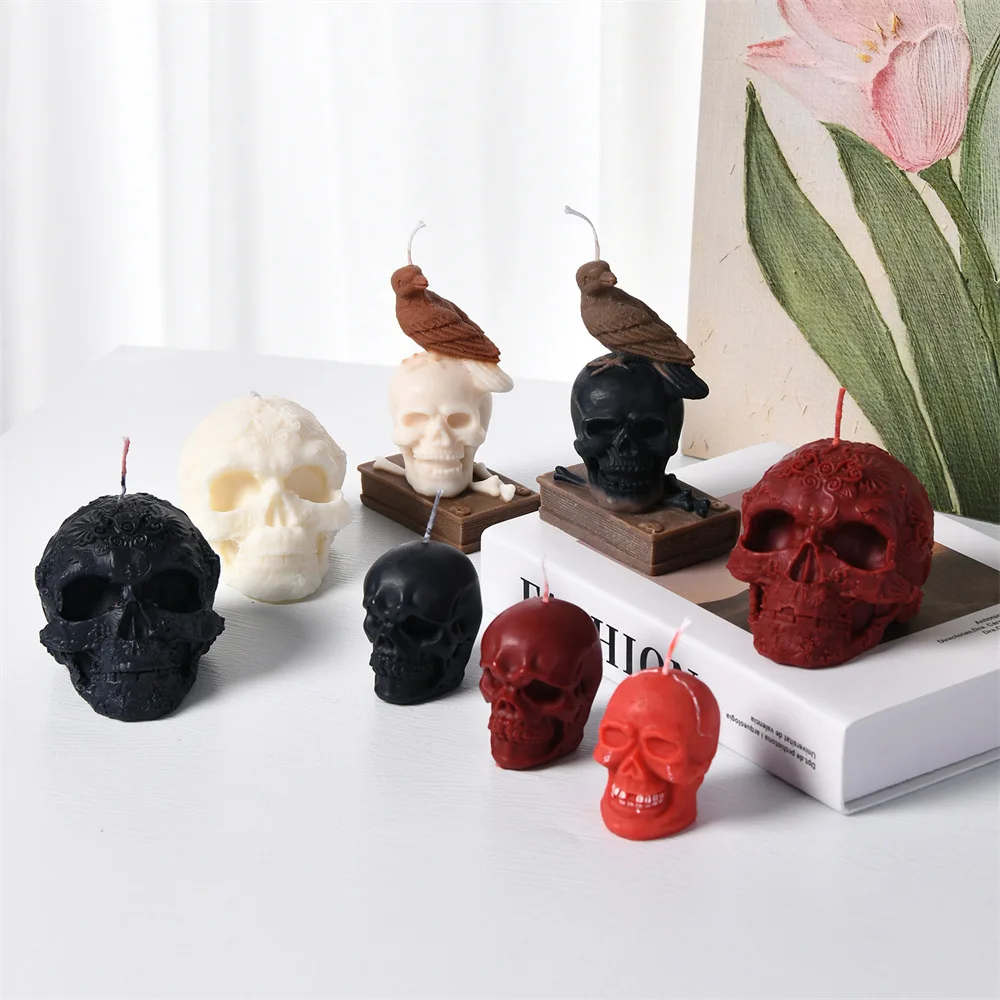 New Halloween Pattern Skull Silicone Candle Mold Crow Skull Incense Candle Plaster Epoxy Resin Molds Candle Making Supplies
New Halloween Pattern Skull Silicone Candle Mold Crow Skull Incense Candle Plaster Epoxy Resin Molds Candle Making Supplies
