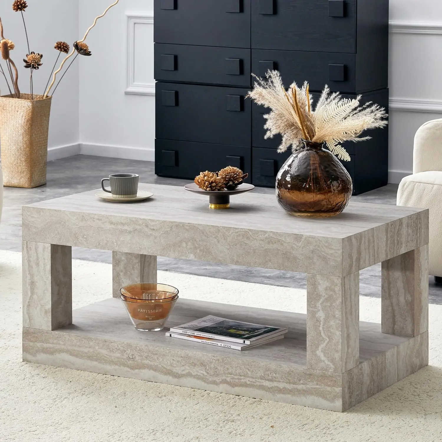 39.4" Rectangular Coffee Table, 2-Tier Mid Century Modern Farmhouse Coffee Tables with Shelf, Contemporary Center, Customized
39.4" Rectangular Coffee Table, 2-Tier Mid Century Modern Farmhouse Coffee Tables with Shelf, Contemporary Center, Customized