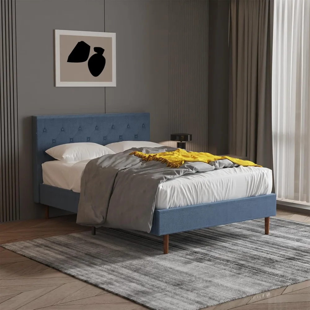 Upholstered Platform Full Bed Frame with Linen Height Headboard, Wood slats, No Box Spring Needed Easy Assembly
Upholstered Platform Full Bed Frame with Linen Height Headboard, Wood slats, No Box Spring Needed Easy Assembly