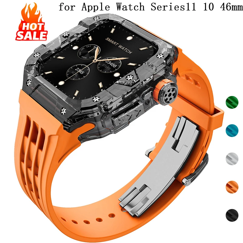 Transparent Case+Strap Modification Kit for Apple Watch Series11 10 Fluororubber Watch Band for iWatch S11 46MM Butterfly Buckle
Transparent Case+Strap Modification Kit for Apple Watch Series11 10 Fluororubber Watch Band for iWatch S11 46MM Butterfly Buckle