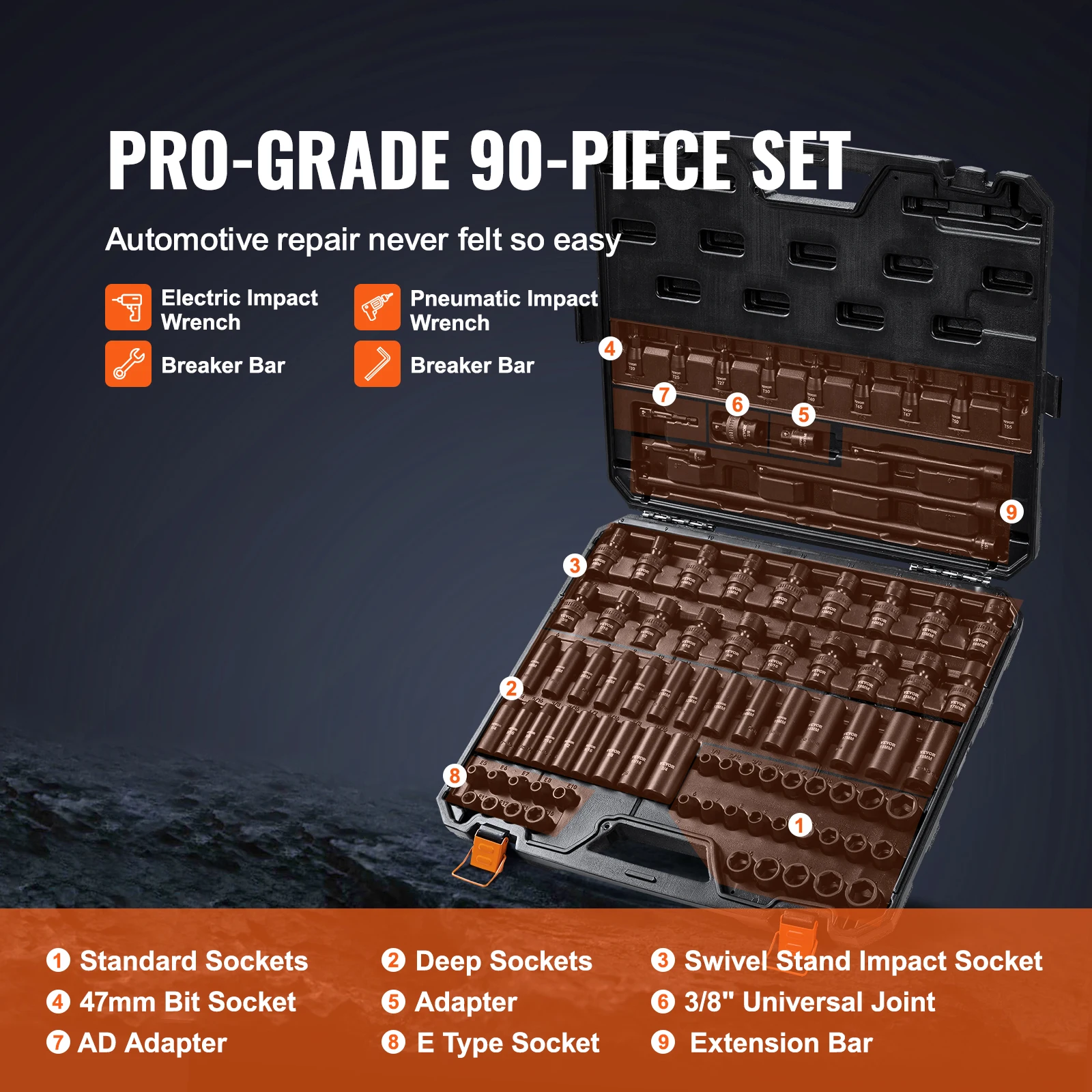 Metric Cr-V/Cr-Mo Socket Set 6Point Alloy Steel Repair 1/2" 3/8" Drive Impact Socket Set 13/23/33/34/48/65/90PCs SAE
Metric Cr-V/Cr-Mo Socket Set 6Point Alloy Steel Repair 1/2" 3/8" Drive Impact Socket Set 13/23/33/34/48/65/90PCs SAE