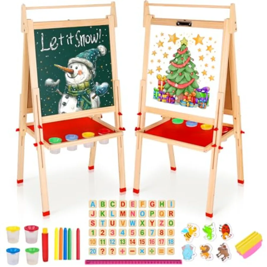 Easel for Art Easel for Ages 4-8 Height Adjustable Wooden Painting Easel Whiteboard Chalkboard with Paper Roll Holder Letters a
Easel for Art Easel for Ages 4-8 Height Adjustable Wooden Painting Easel Whiteboard Chalkboard with Paper Roll Holder Letters a