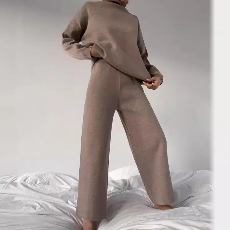 Комплекты женской одежды, элегантная водолазка, свитер с длинными рукавами, брючный костюм, однотонный, удобный, с широкими штанинами, домашний Conjuntos De Mujer
Комплекты женской одежды, элегантная водолазка, свитер с длинными рукавами, брючный костюм, однотонный, удобный, с широкими штанинами, домашний Conjuntos De Mujer