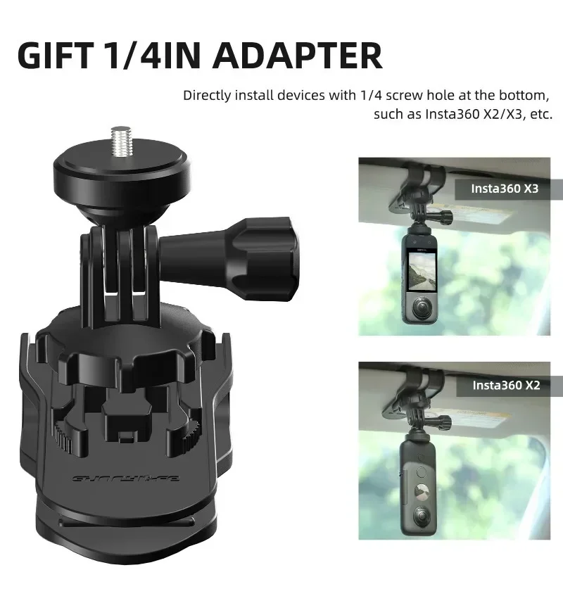 Car Sun Visor Mount Action Camera Holder Cell Phone Vlog Mount 360°Rotating for Insta360 GO 3/360 X3/GoPro 11/Action 3
Car Sun Visor Mount Action Camera Holder Cell Phone Vlog Mount 360°Rotating for Insta360 GO 3/360 X3/GoPro 11/Action 3
