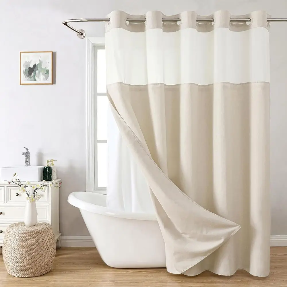 Long No Hooks Needed Linen Textured Shower Curtain with Snap-in abric Liner Set,Cream Hotel Luxury Decor Shower Curtains or Bath
Long No Hooks Needed Linen Textured Shower Curtain with Snap-in abric Liner Set,Cream Hotel Luxury Decor Shower Curtains or Bath