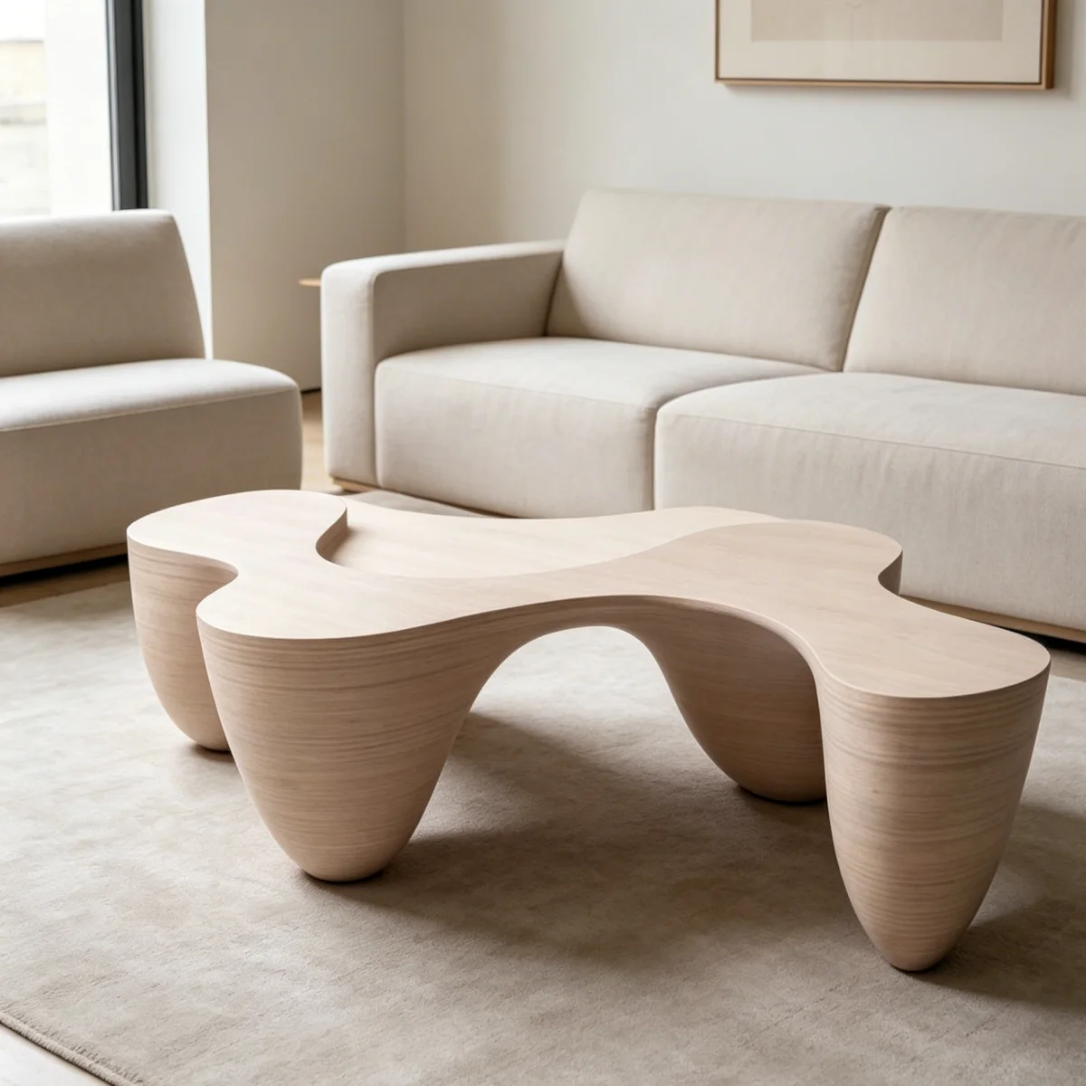 !@Sculptural Wooden Coffee Table Fluid Design Natural Wood for Apartment Living Office Centerpiece
!@Sculptural Wooden Coffee Table Fluid Design Natural Wood for Apartment Living Office Centerpiece