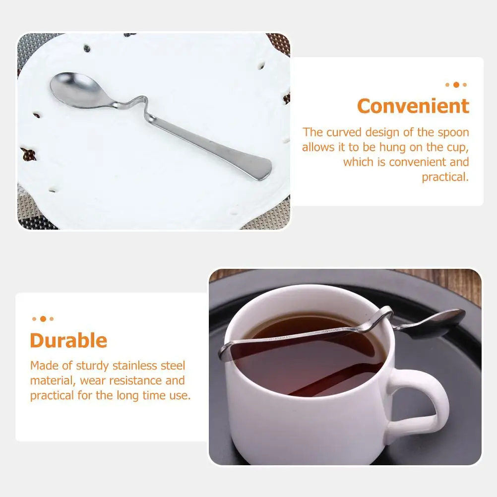 6 Pcs Coffee Spoon Stirrer Stainless Steel Spoons Honey Mixing with Curved Handle
6 Pcs Coffee Spoon Stirrer Stainless Steel Spoons Honey Mixing with Curved Handle