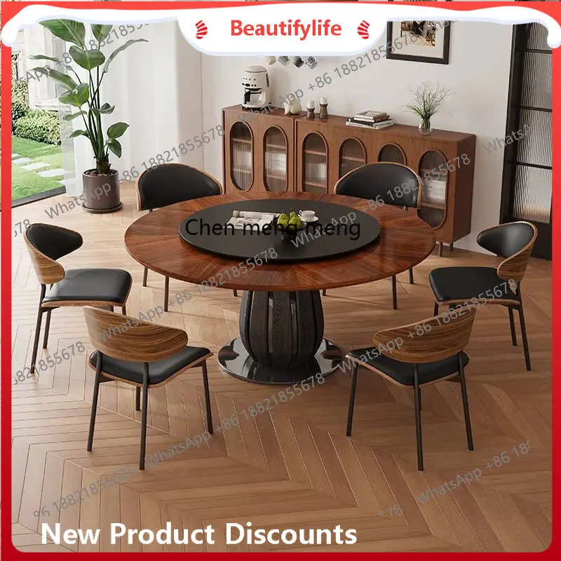 Medieval style, solid wood dining table and chairs round table high-end household small apartment, retro with turntable H
Medieval style, solid wood dining table and chairs round table high-end household small apartment, retro with turntable H