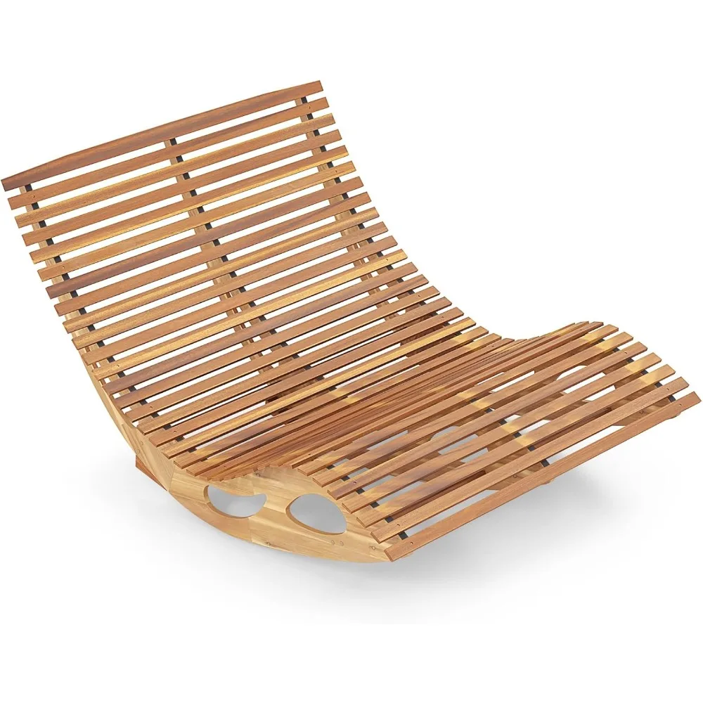 Outdoor Double Chaise Lounge Chair, Acacia Wood Rocking Sunbed with Slatted Backrest and Seat, Wooden Loveseat Rocker for Patio
Outdoor Double Chaise Lounge Chair, Acacia Wood Rocking Sunbed with Slatted Backrest and Seat, Wooden Loveseat Rocker for Patio