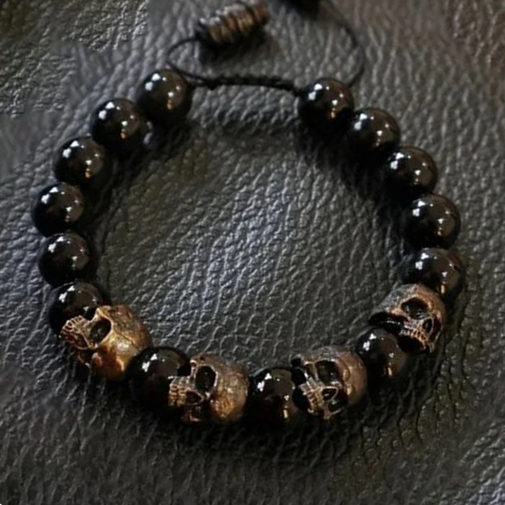 Trendy Agate Skull Bracelet Men's Vintage Handmade Adjustable Tiger's eye Bracelets Male Punk Hip Hop Charm Jewelry Dropshipping
Trendy Agate Skull Bracelet Men's Vintage Handmade Adjustable Tiger's eye Bracelets Male Punk Hip Hop Charm Jewelry Dropshipping