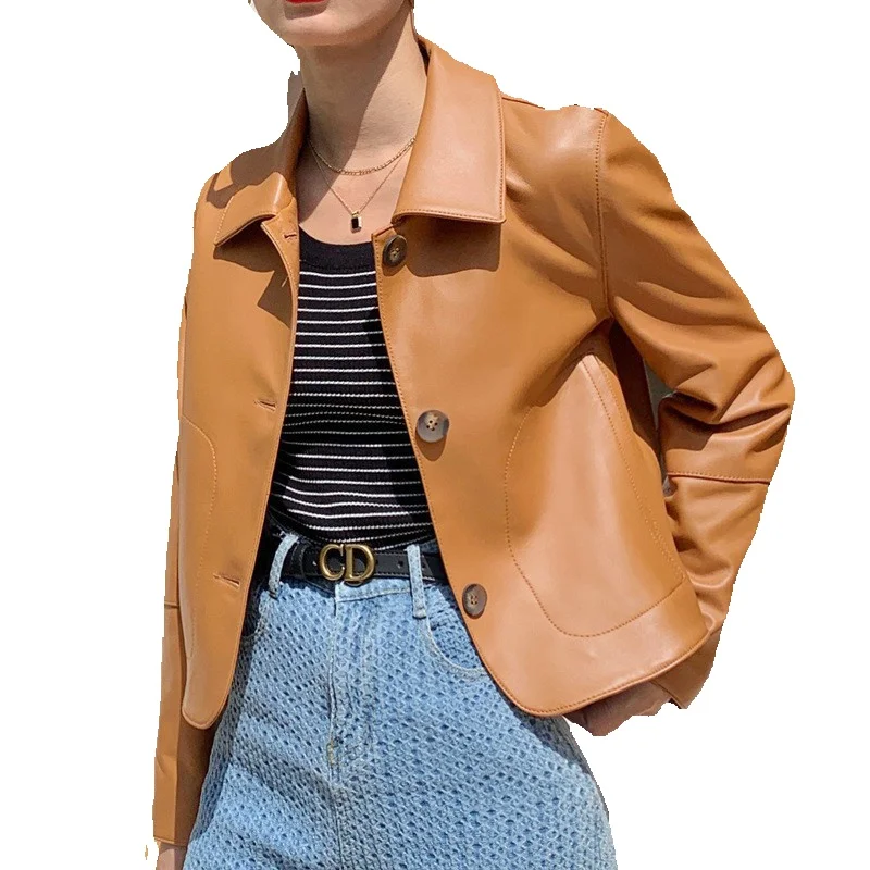 New Genuine Leather Jacket, Women's Sheepskin Top Layer Leather Jacket, Motorcycle Leather Jacket, Short Spring Qiwei Long Sleev
New Genuine Leather Jacket, Women's Sheepskin Top Layer Leather Jacket, Motorcycle Leather Jacket, Short Spring Qiwei Long Sleev