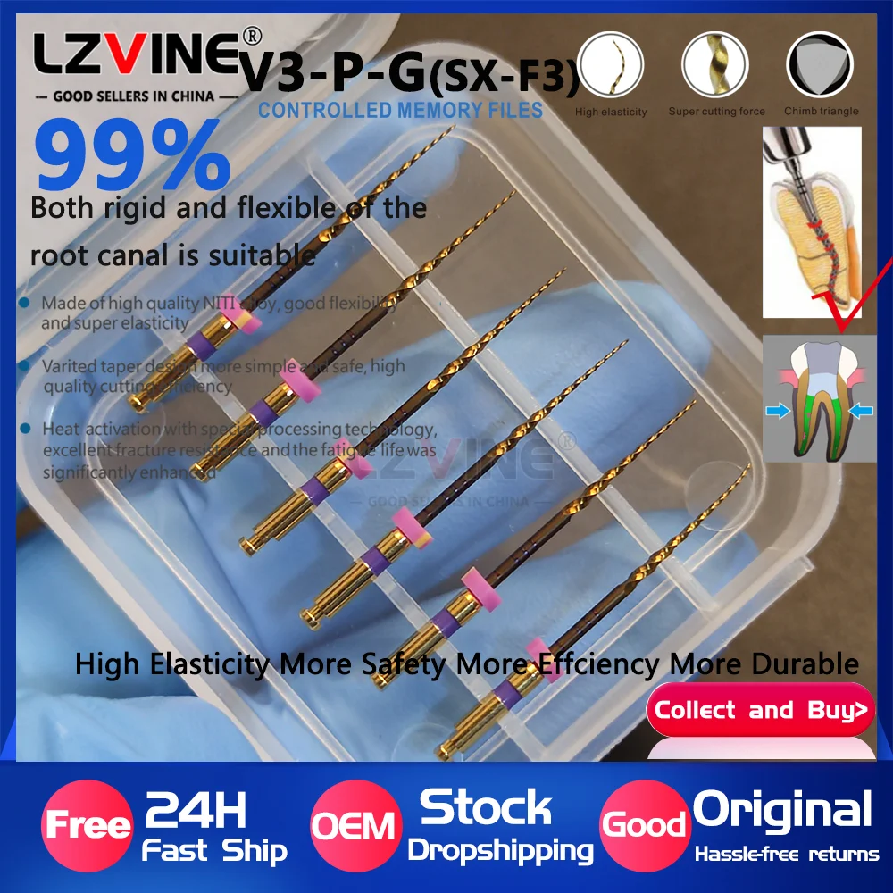 Dental Root Canal File Heat-Activated Rotary Nitinol Tooth Pulp Files 25mm Thermally Activated Nickel-Titanium odontologia SX-F3
Dental Root Canal File Heat-Activated Rotary Nitinol Tooth Pulp Files 25mm Thermally Activated Nickel-Titanium odontologia SX-F3