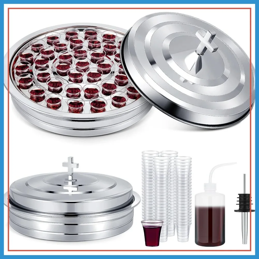 Holy Communion Trays for Churches with Lid, 100 Disposable Communion Cups (Silver)
Holy Communion Trays for Churches with Lid, 100 Disposable Communion Cups (Silver)