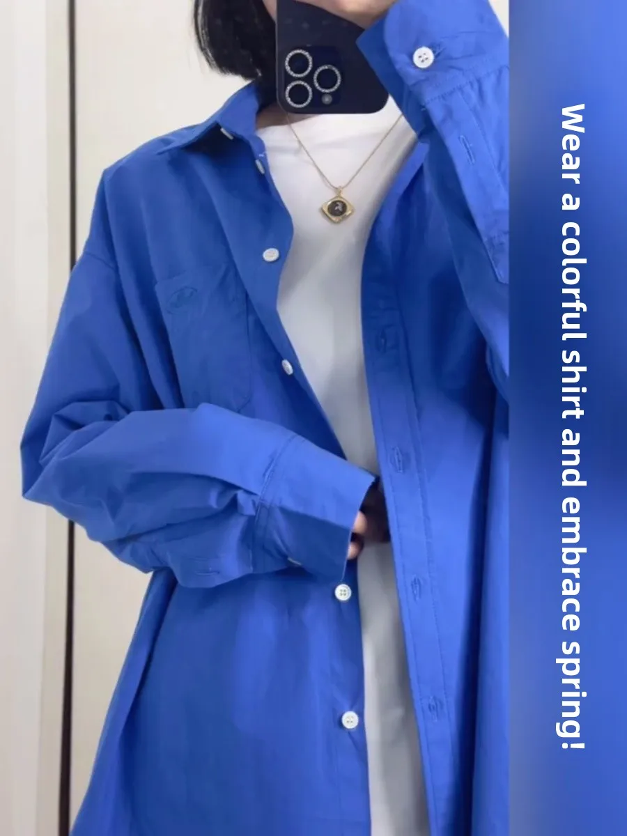 Clotty Team Klein Blue Thebarnnet Women's Casual Cotton Shirt Long Sleeve Embroidered Loose Fit Collar Pure Color Spring
Clotty Team Klein Blue Thebarnnet Women's Casual Cotton Shirt Long Sleeve Embroidered Loose Fit Collar Pure Color Spring
