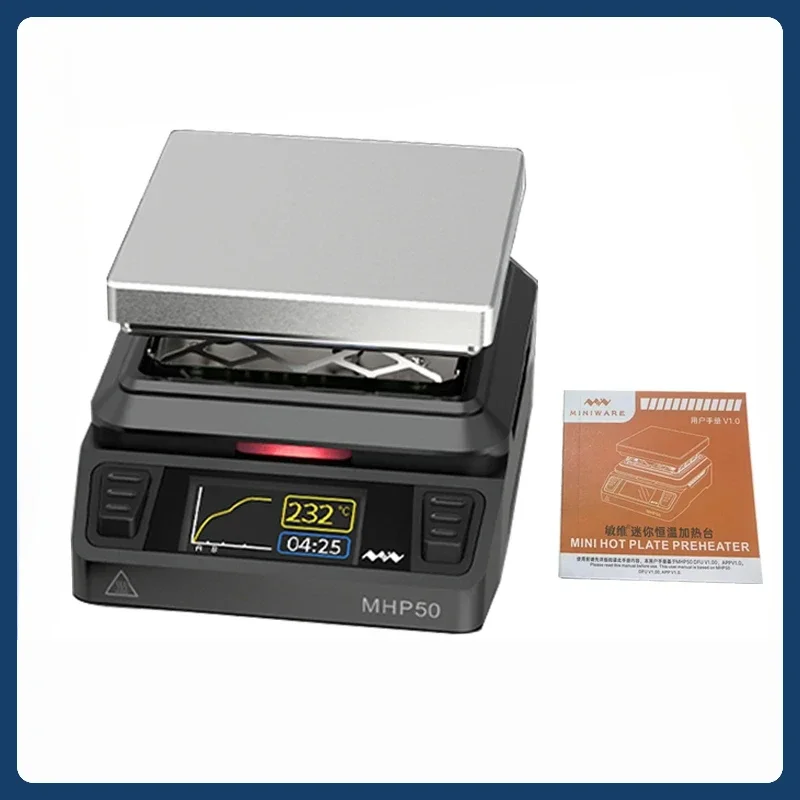 Предварительный нагреватель пластин MINIWARE MHP50, идеально подходит для пайки SMD и ремонта телефонов, нагревательная площадь 50*50 мм, постоянная температура 350 ℃
Предварительный нагреватель пластин MINIWARE MHP50, идеально подходит для пайки SMD и ремонта телефонов, нагревательная площадь 50*50 мм, постоянная температура 350 ℃