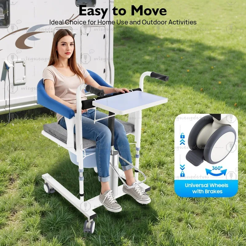 Hydraulic Patient Lift Toilet Wheelchair, 220LBS Shower Commode Chair w/ Wheels & Brakes, Adjustable Height for Elderly Care
Hydraulic Patient Lift Toilet Wheelchair, 220LBS Shower Commode Chair w/ Wheels & Brakes, Adjustable Height for Elderly Care
