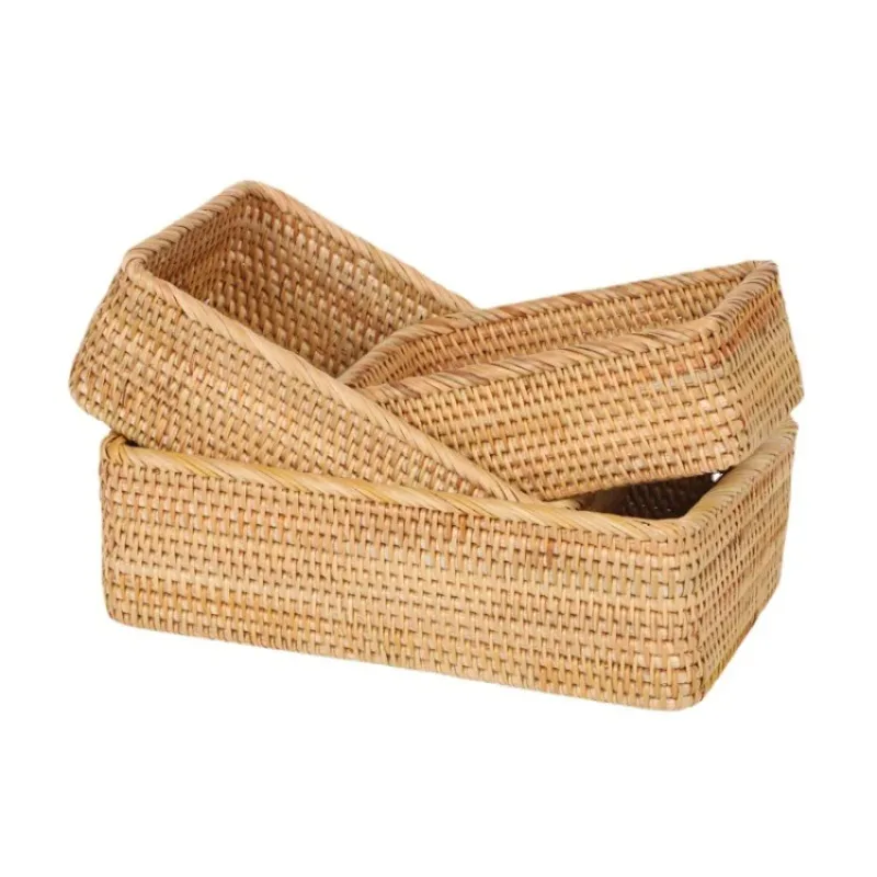 Rectangle wicker basket decorative hand woven nested bread basket for finishing a set of rattan storage basket service trays
Rectangle wicker basket decorative hand woven nested bread basket for finishing a set of rattan storage basket service trays