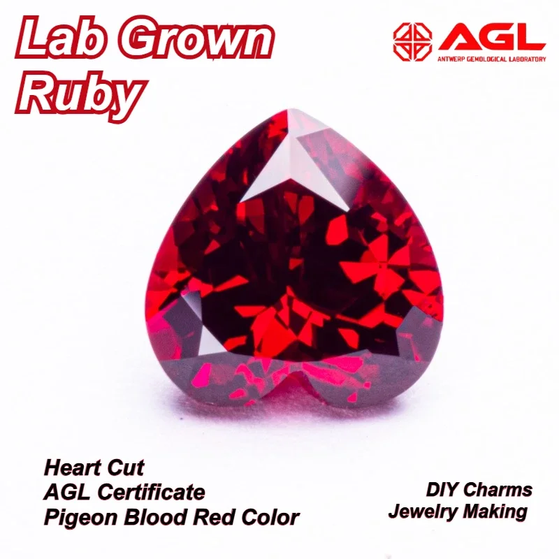 Lab Grown Ruby Heart Cut Pigeon Blood Red Color DIY Charms Jewelry Making Main Materials Selectable AGL Certificate
Lab Grown Ruby Heart Cut Pigeon Blood Red Color DIY Charms Jewelry Making Main Materials Selectable AGL Certificate