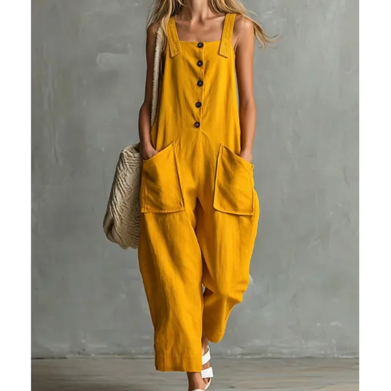 2026 New Summer Women Jumpsuit Solid Color Suspender With Button Pocket Casual Loose Fashionable And Comfortable Unique Jumpsuit
2026 New Summer Women Jumpsuit Solid Color Suspender With Button Pocket Casual Loose Fashionable And Comfortable Unique Jumpsuit