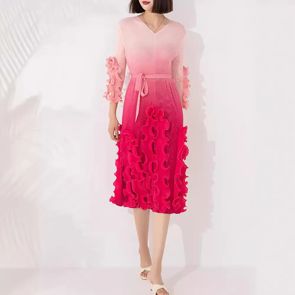 Miyake Pleated Dress Women's New 2024 Summer Gradient Wood Ear Lace Waist Tie Up Large Size Dress
Miyake Pleated Dress Women's New 2024 Summer Gradient Wood Ear Lace Waist Tie Up Large Size Dress