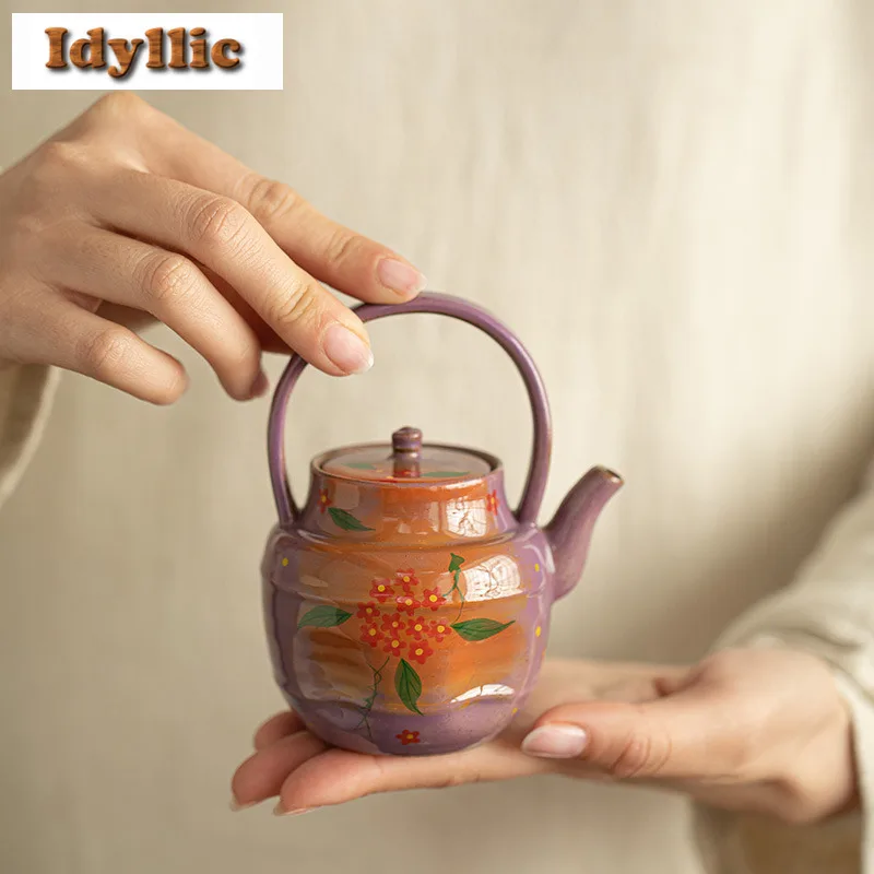 150ml Hand-painted Small Red Flower Lifting Handle Teapot Handmade Tea Infuser Pot Tea Brewing Kettle With Ball Hole Tea Items
150ml Hand-painted Small Red Flower Lifting Handle Teapot Handmade Tea Infuser Pot Tea Brewing Kettle With Ball Hole Tea Items