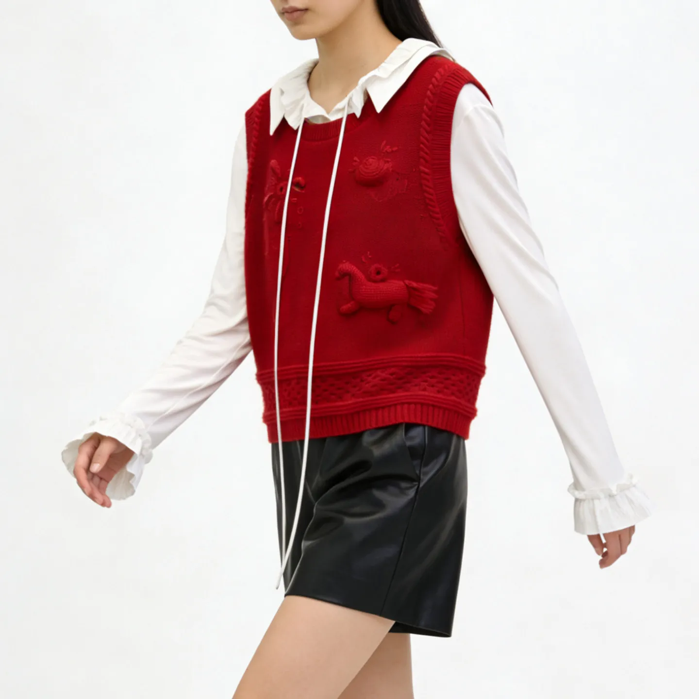 Красный шерстяной жилет ручной работы для женщин: зимний, облегающий, универсальный, для ношения под одеждой, свитер для повседневной носки, с круглым вырезом
Красный шерстяной жилет ручной работы для женщин: зимний, облегающий, универсальный, для ношения под одеждой, свитер для повседневной носки, с круглым вырезом