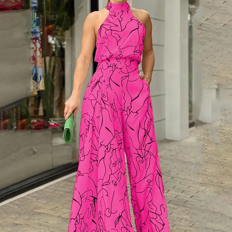 Women's Elegant Waist Tie Up Sleeveless Dress, Hanging Pants, Print Jumpsuits, Top Sexy Clothing, European and American, Su
Women's Elegant Waist Tie Up Sleeveless Dress, Hanging Pants, Print Jumpsuits, Top Sexy Clothing, European and American, Su