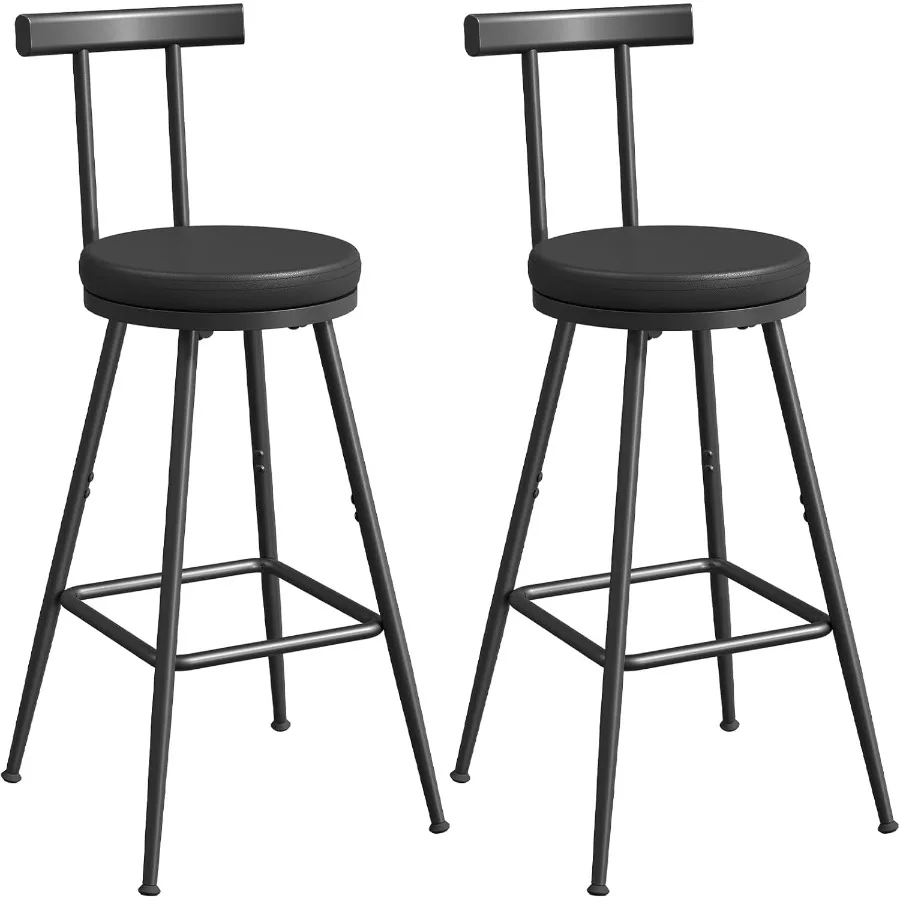 Bar Stools Set of 2 PU Upholstered Bar Stools Bar Chairs with Backrest and Footrest Kitchen Stools with Adjustable Feet Comfort
Bar Stools Set of 2 PU Upholstered Bar Stools Bar Chairs with Backrest and Footrest Kitchen Stools with Adjustable Feet Comfort