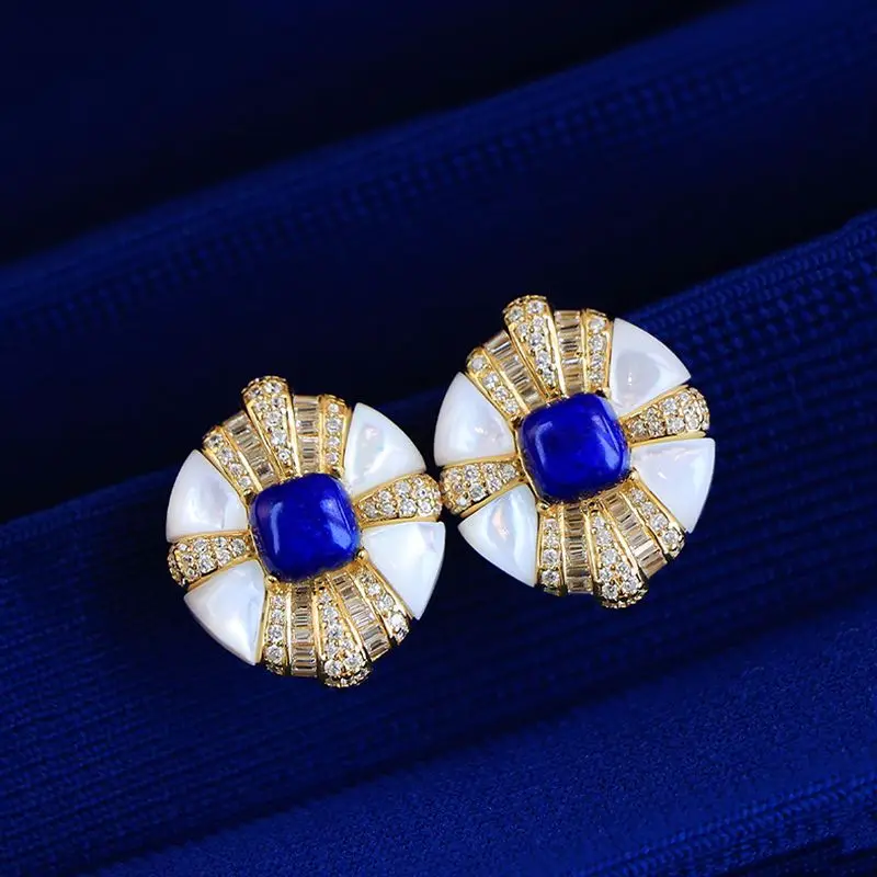 Exquisite high-end White Fritillaria blue stud earings Elegant Court style lapis lazuli earrings for women silver jewelry
Exquisite high-end White Fritillaria blue stud earings Elegant Court style lapis lazuli earrings for women silver jewelry