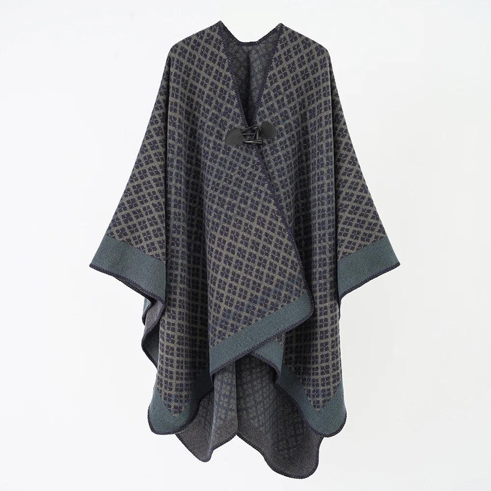 Women Long Split Out Streetwear Cloak Autumn Knitted Printed Shawl Blanket Warm Faux Cashmere Horn Button Loose Poncho Capes
Women Long Split Out Streetwear Cloak Autumn Knitted Printed Shawl Blanket Warm Faux Cashmere Horn Button Loose Poncho Capes