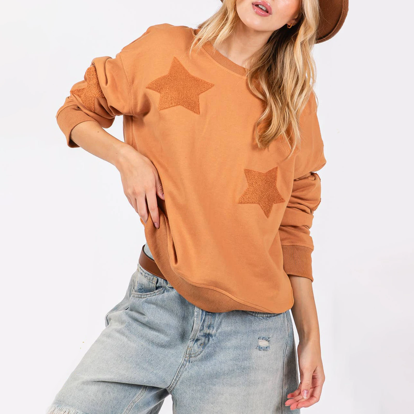 Women's Long Sleeve Sweatshirt Fashion Plush Star Embroidery Crew Neck Loose Pullover Tops Streetwear
Women's Long Sleeve Sweatshirt Fashion Plush Star Embroidery Crew Neck Loose Pullover Tops Streetwear