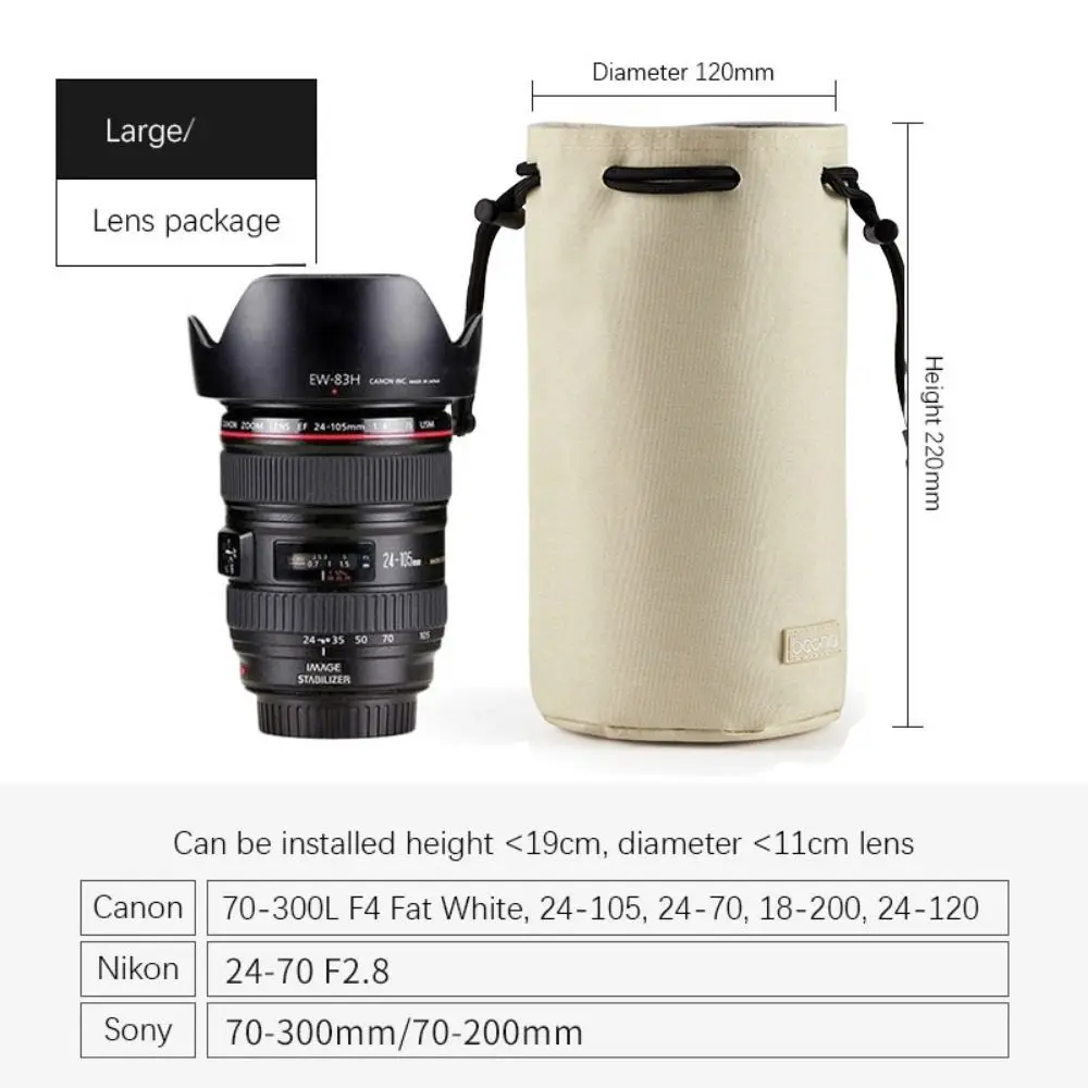 Adjustable Strap Camera Storage Bag Inner Bag Velvet Lining DSLR Drawstring Bag Waterproof Dustproof Photography Protective Bag