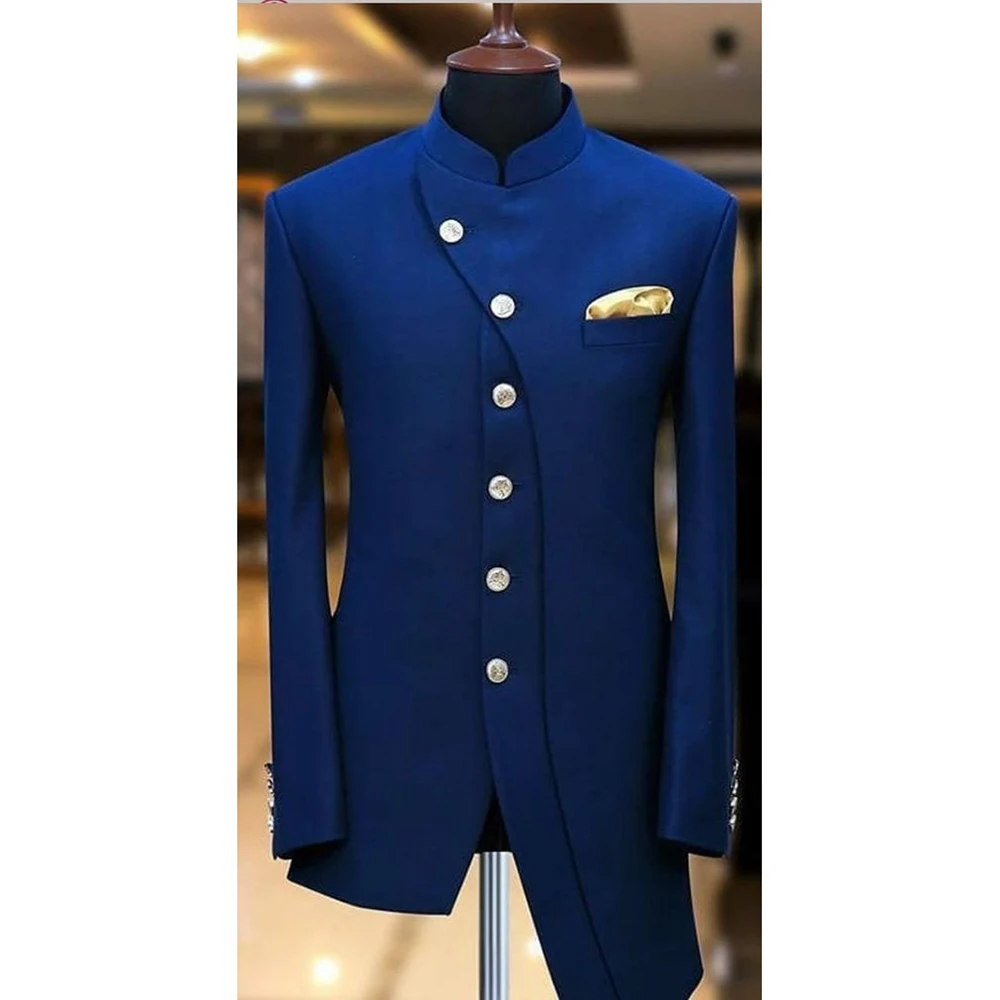 Blue Men Suits 2 Piece Jacket Pants Slim Fit Stand Lapel African Style Casual Costume Homme High Quality Terno Wedding Full Set
Blue Men Suits 2 Piece Jacket Pants Slim Fit Stand Lapel African Style Casual Costume Homme High Quality Terno Wedding Full Set