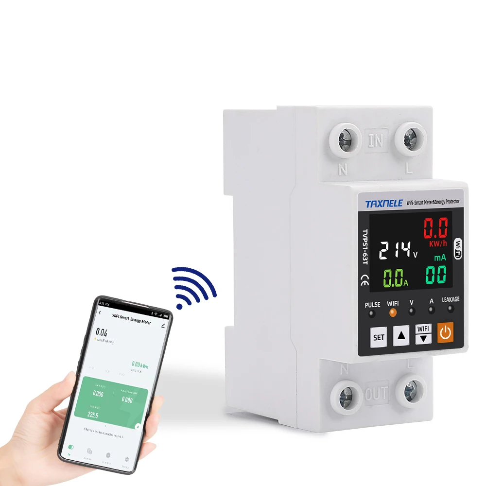 63A TUYA APP WiFi Smart Circuit Earth Leakage Over Under Voltage Protector Relay Device Switch Breaker Energy Power kWh Meter
63A TUYA APP WiFi Smart Circuit Earth Leakage Over Under Voltage Protector Relay Device Switch Breaker Energy Power kWh Meter