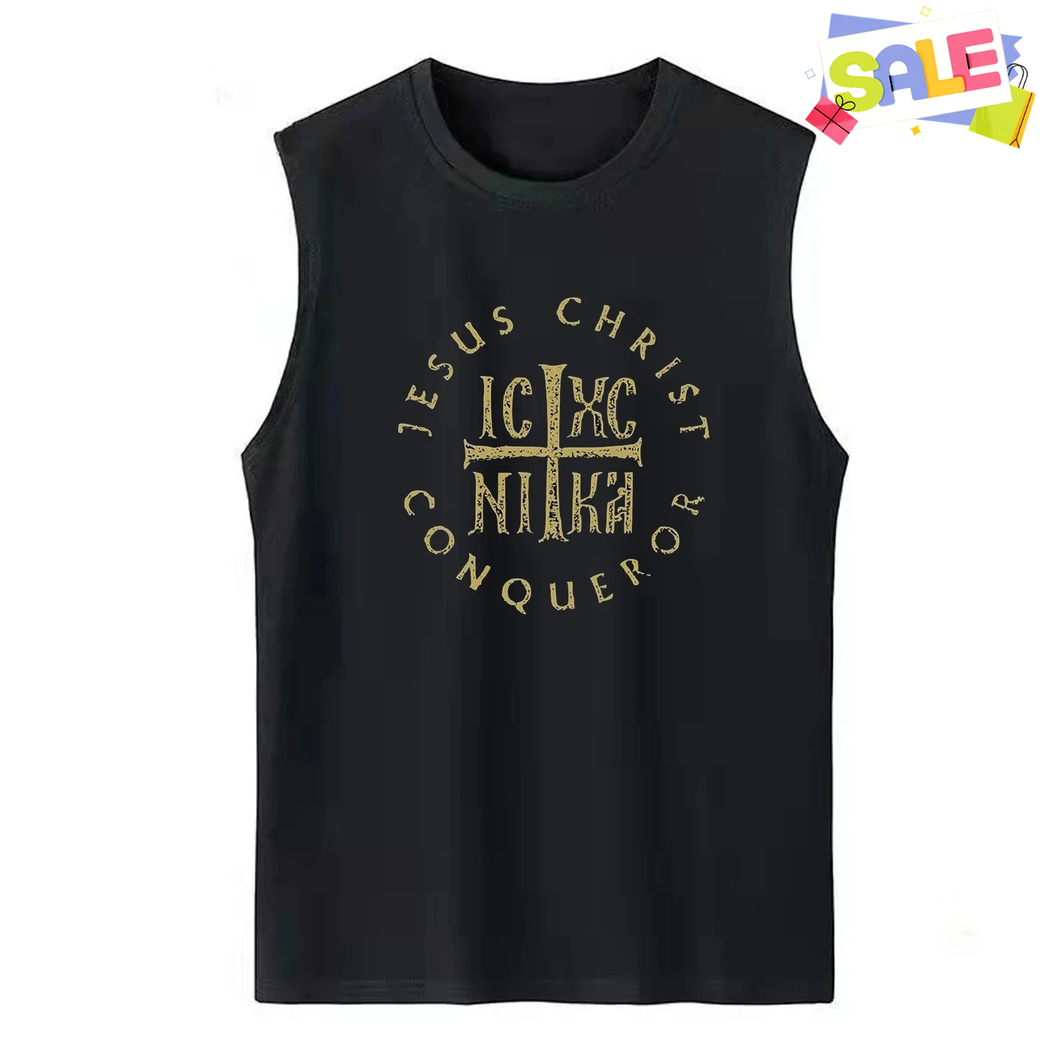 Иисус Христос Отчеритель IC XC NIKA Крест Православная христианская майка 100% хлопок Топы на бретелях с круглым вырезом Повседневная мужская футболка без рукавов
Иисус Христос Отчеритель IC XC NIKA Крест Православная христианская майка 100% хлопок Топы на бретелях с круглым вырезом Повседневная мужская футболка без рукавов
